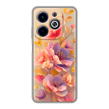 Силиконовый чехол на Infinix Hot 40i с принтом Цветы и бабочки