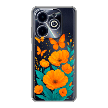 Силиконовый чехол на Infinix Hot 40i с принтом цветы бабочки