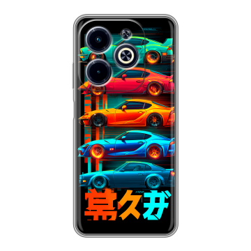 Силиконовый чехол на Infinix Hot 40i с принтом машины тачки