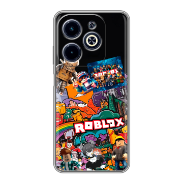Силиконовый чехол на Infinix Hot 40i с принтом Roblox Роблокс