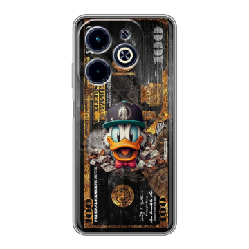 Силиконовый чехол на Infinix Hot 40i с принтом Дональд Дак Доллар