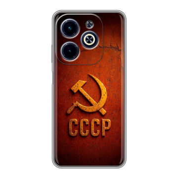 Силиконовый чехол на Infinix Hot 40i с принтом Флаг Герб СССР