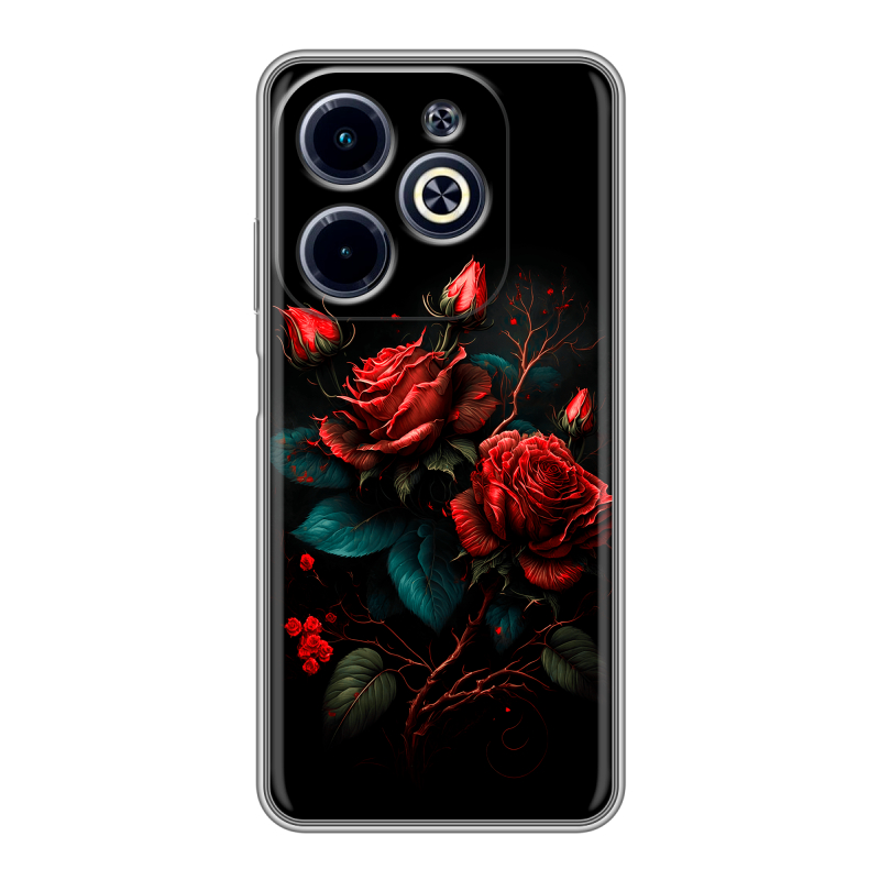 Силиконовый чехол на Infinix Hot 40i с принтом Розы красные Силиконовый чехол на Infinix Hot 40i с принтом Розы красные