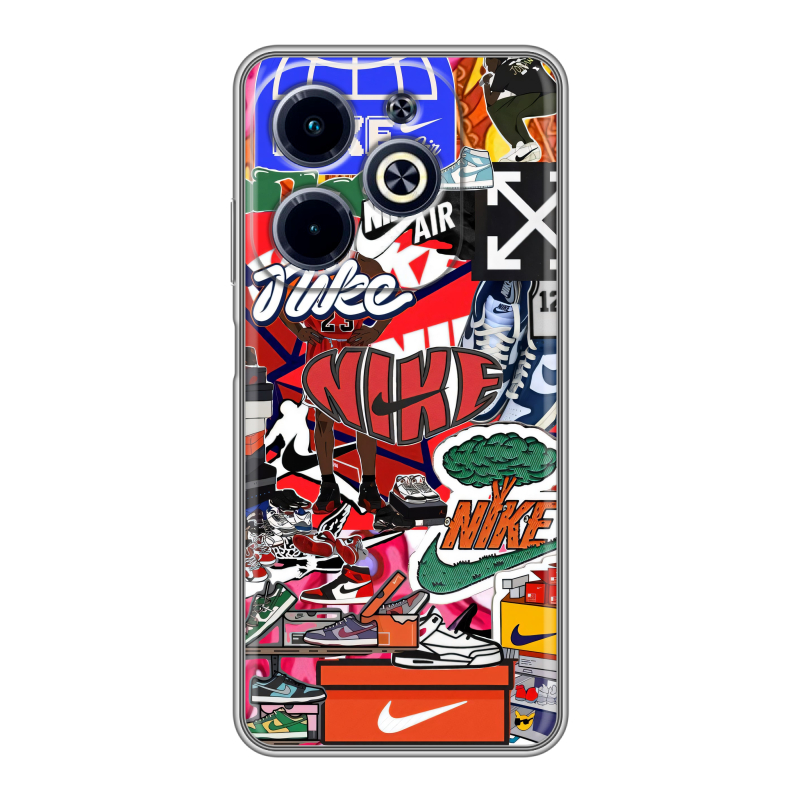 Силиконовый чехол на Infinix Hot 40i с принтом Найк Nike яркий Силиконовый чехол на Infinix Hot 40i с принтом Найк Nike яркий