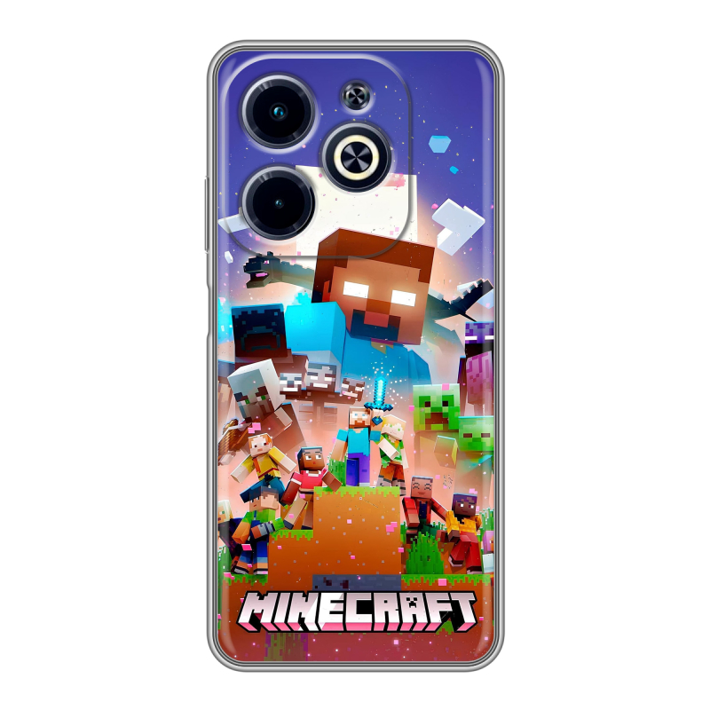 Силиконовый чехол на Infinix Hot 40i с принтом Майнкрафт Minecraft Силиконовый чехол на Infinix Hot 40i с принтом Майнкрафт Minecraft