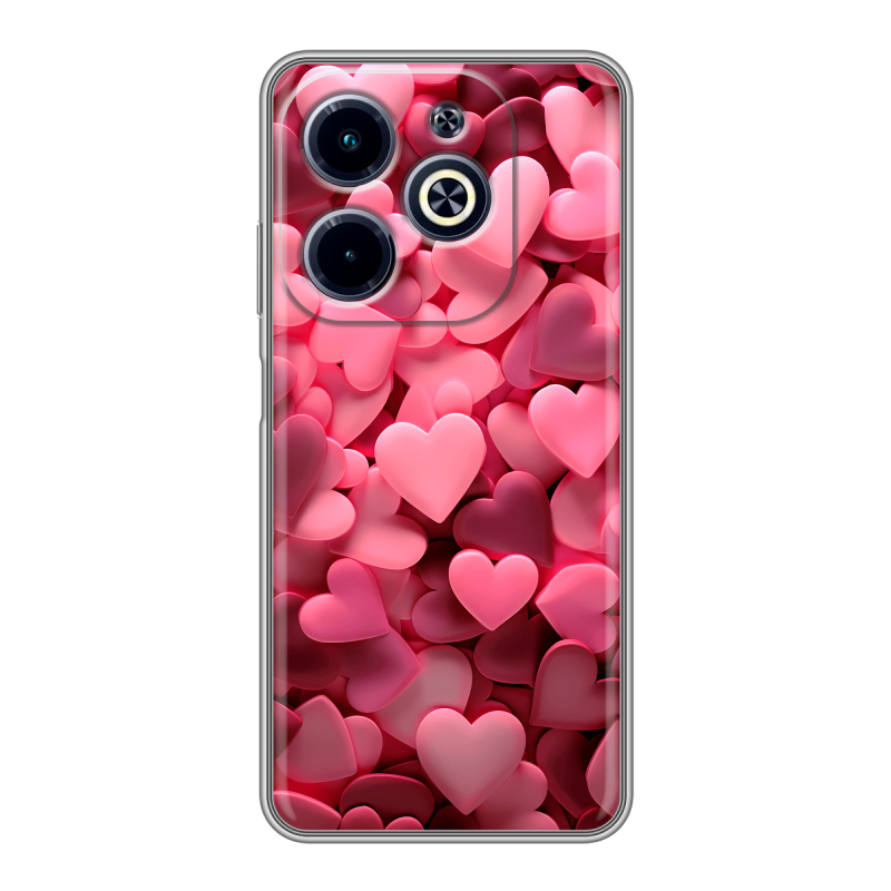 Силиконовый чехол на Infinix Hot 40i с принтом розовые сердечки Силиконовый чехол на Infinix Hot 40i с принтом розовые сердечки