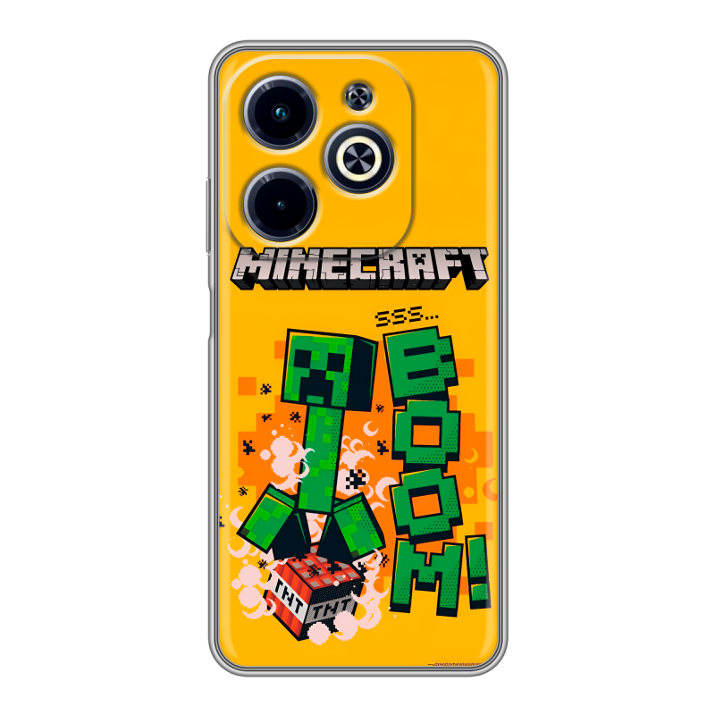 Силиконовый чехол на Infinix Hot 40i с принтом Майнкрафт Minecraft Силиконовый чехол на Infinix Hot 40i с принтом Майнкрафт Minecraft