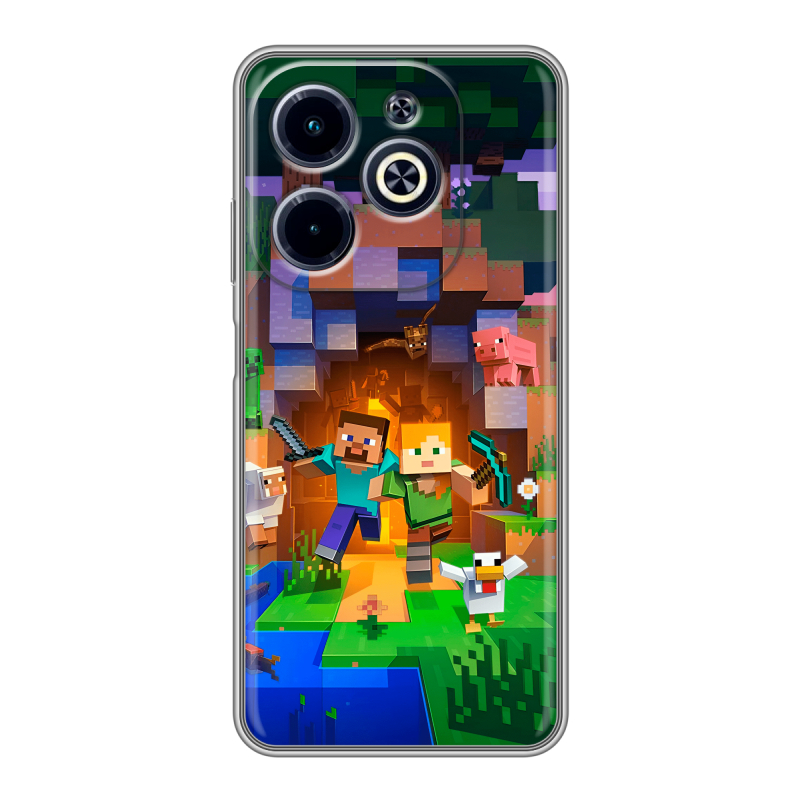 Силиконовый чехол на Infinix Hot 40i с принтом Майнкрафт Minecraft Силиконовый чехол на Infinix Hot 40i с принтом Майнкрафт Minecraft