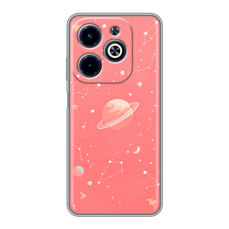 Силиконовый чехол на Infinix Hot 40i с принтом Розовый космос Силиконовый чехол на Infinix Hot 40i с принтом Розовый космос