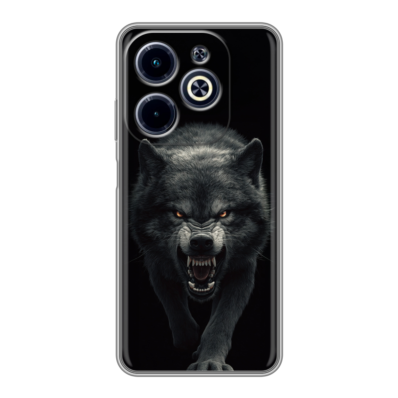 Силиконовый чехол на Infinix Hot 40i с принтом Волк Силиконовый чехол на Infinix Hot 40i с принтом Волк