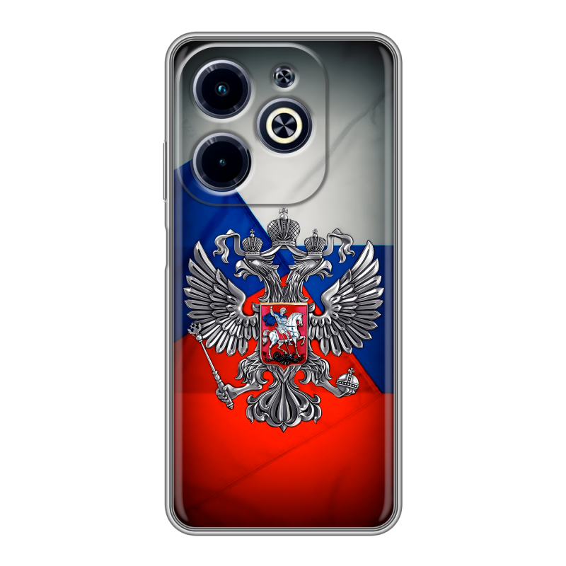 Силиконовый чехол на Infinix Hot 40i с принтом Флаг России Силиконовый чехол на Infinix Hot 40i с принтом Флаг России