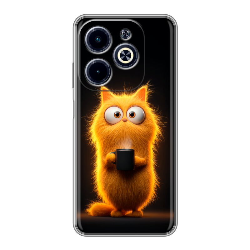 Силиконовый чехол на Infinix Hot 40i с принтом Смешной кот Силиконовый чехол на Infinix Hot 40i с принтом Смешной кот