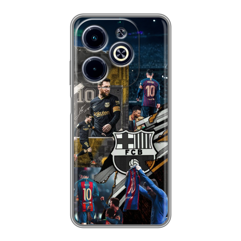 Силиконовый чехол на Infinix Hot 40i с принтом Messi Barcelona Силиконовый чехол на Infinix Hot 40i с принтом Messi Barcelona