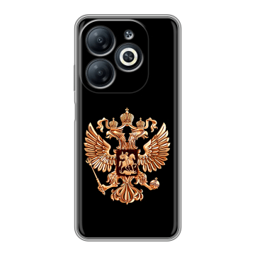 Силиконовый чехол на Infinix Smart 8 с принтом Герб России золотой Силиконовый чехол на Infinix Smart 8 с принтом Герб России золотой