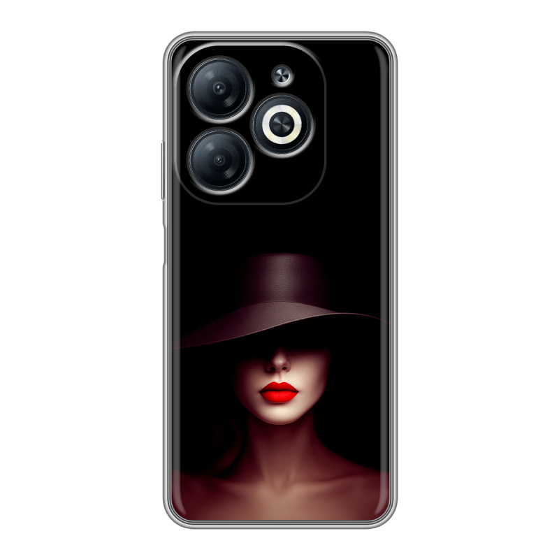 Силиконовый чехол на Infinix Smart 8 с принтом Девушка в шляпе Силиконовый чехол на Infinix Smart 8 с принтом Девушка в шляпе