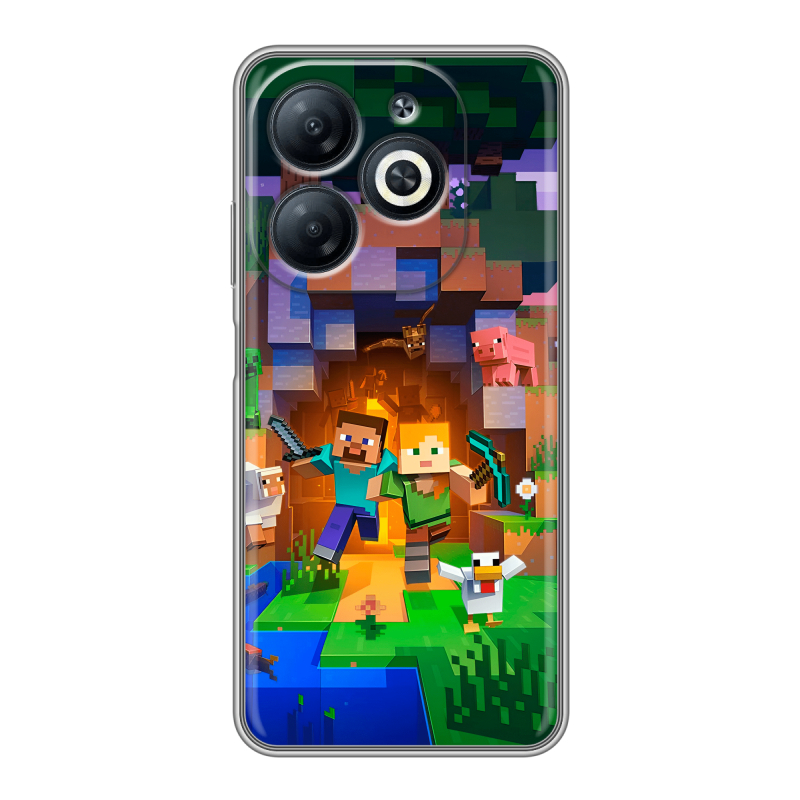 Силиконовый чехол на Infinix Smart 8 с принтом Майнкрафт Minecraft Силиконовый чехол на Infinix Smart 8 с принтом Майнкрафт Minecraft