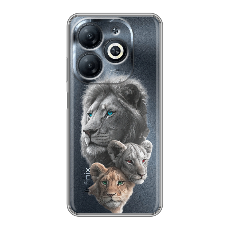 Силиконовый чехол на Infinix Smart 8 с принтом Львы Силиконовый чехол на Infinix Smart 8 с принтом Львы