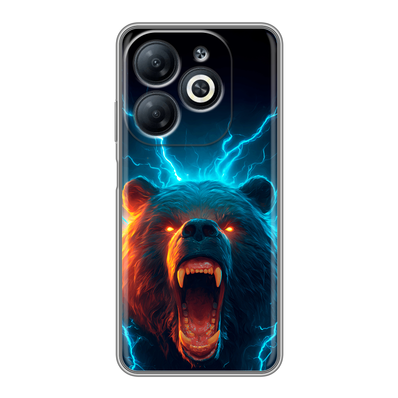 Силиконовый чехол на Infinix Smart 8 с принтом Медведь Силиконовый чехол на Infinix Smart 8 с принтом Медведь