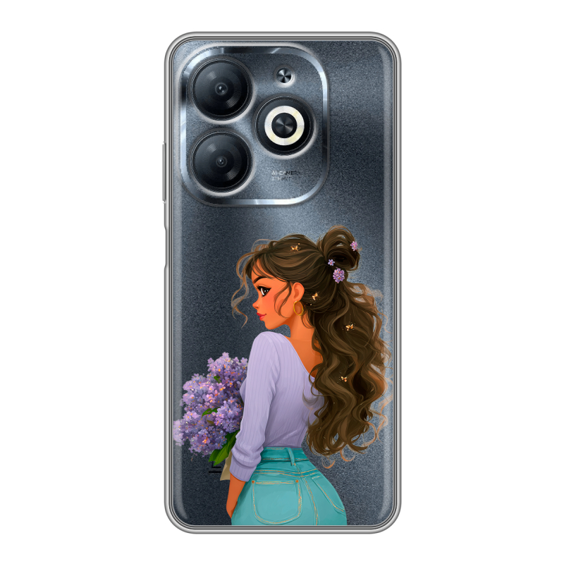 Силиконовый чехол на Infinix Smart 8 с принтом девушка цветы Силиконовый чехол на Infinix Smart 8 с принтом девушка цветы