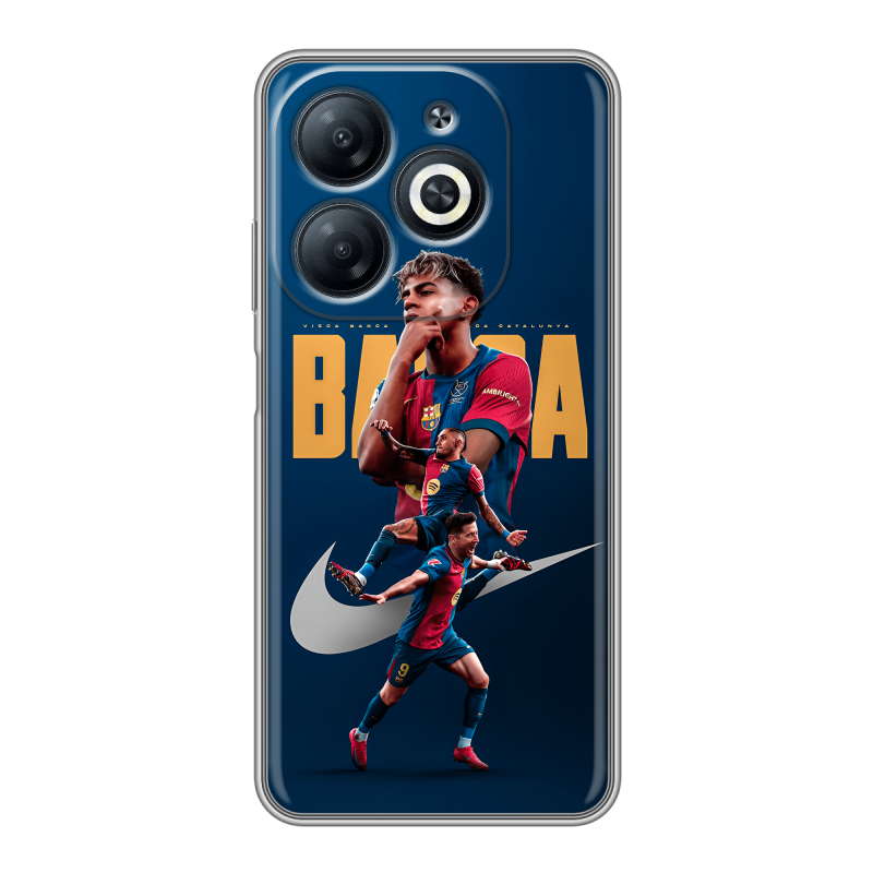 Силиконовый чехол на Infinix Smart 8 с принтом Барселона Barca Yamal Силиконовый чехол на Infinix Smart 8 с принтом Барселона Barca Yamal