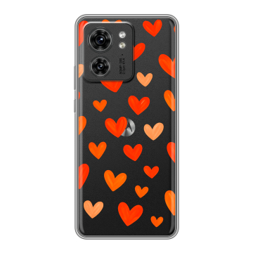 Силиконовый чехол на Motorola Edge 40 с принтом Сердечки
