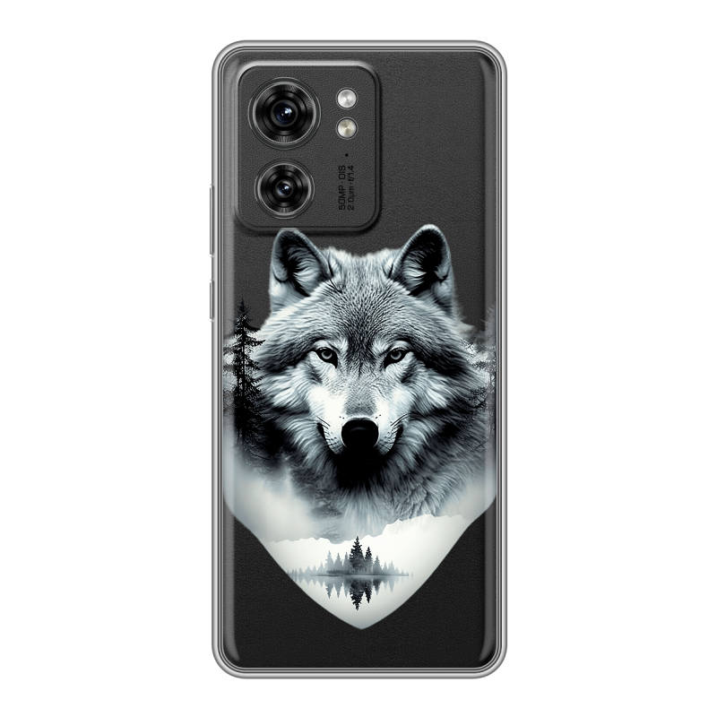 Силиконовый чехол на Motorola Edge 40 с принтом Волк в лесу Силиконовый чехол на Motorola Edge 40 с принтом Волк в лесу