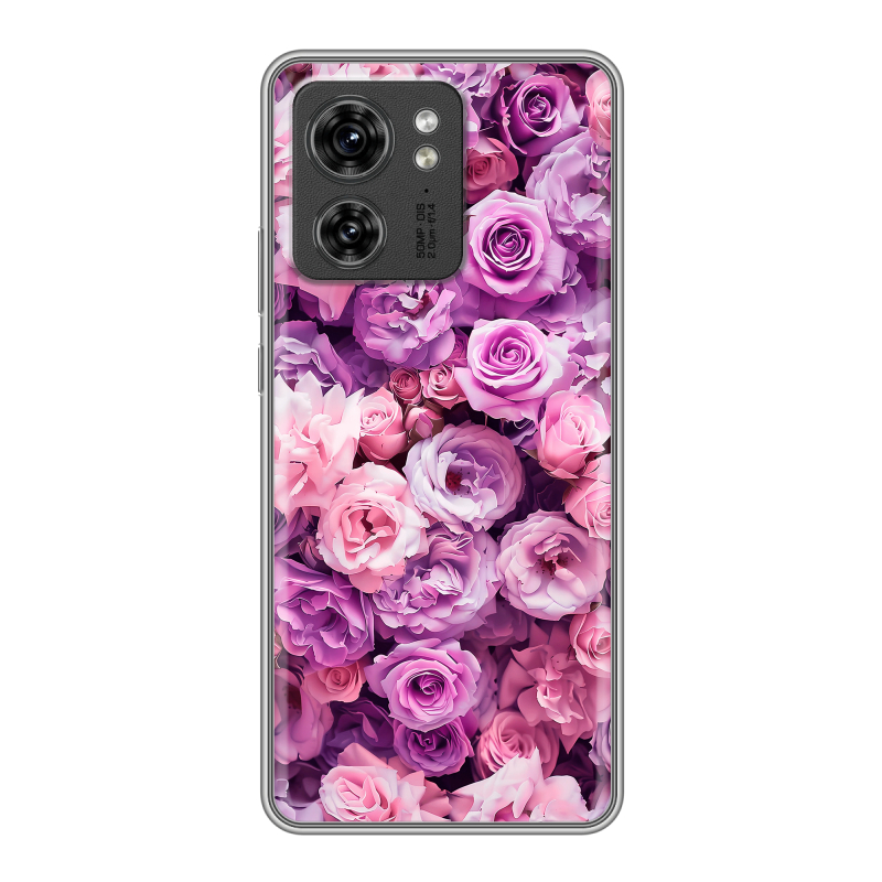 Силиконовый чехол на Motorola Edge 40 с принтом лавандовые розы Силиконовый чехол на Motorola Edge 40 с принтом лавандовые розы