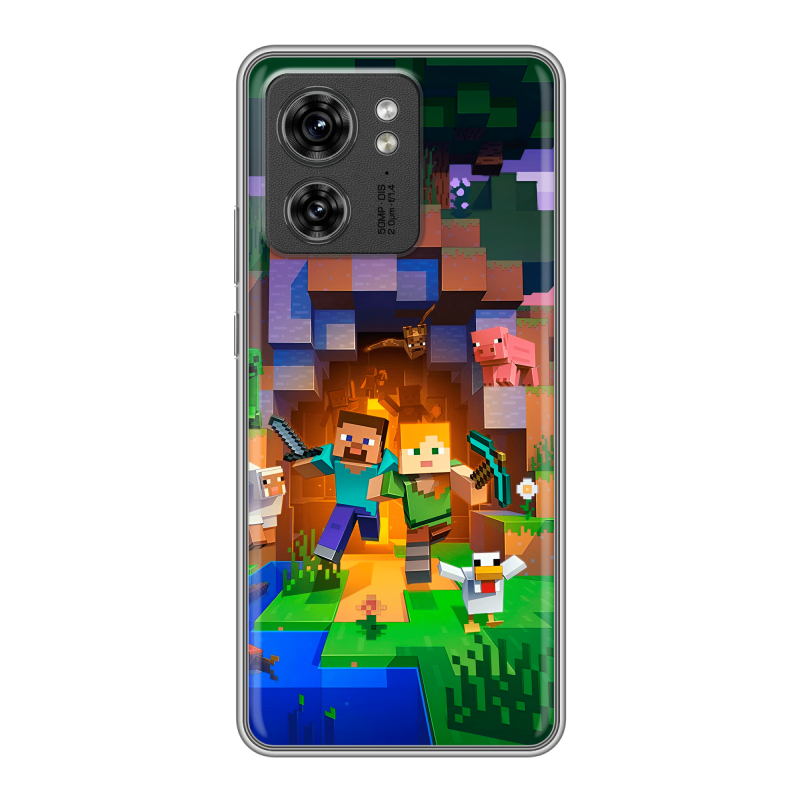 Силиконовый чехол на Motorola Edge 40 с принтом Майнкрафт Minecraft Силиконовый чехол на Motorola Edge 40 с принтом Майнкрафт Minecraft