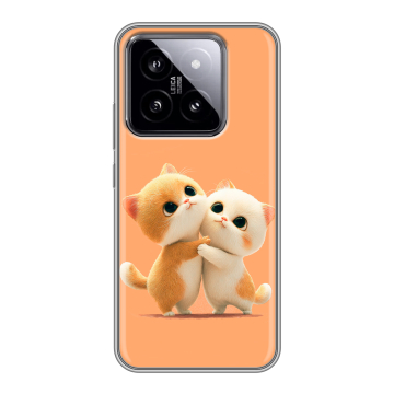 Силиконовый чехол на Xiaomi 14 с принтом Милые котики