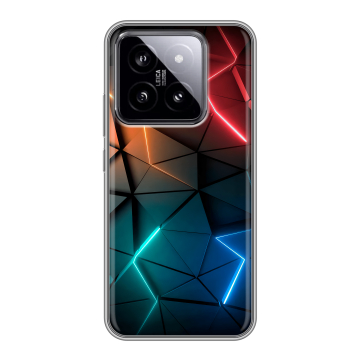 Силиконовый чехол на Xiaomi 14 с принтом Абстракция неон