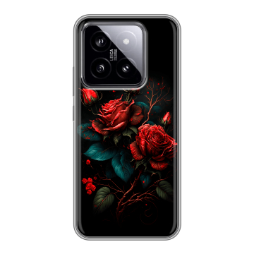 Силиконовый чехол на Xiaomi 14 с принтом Розы красные Силиконовый чехол на Xiaomi 14 с принтом Розы красные