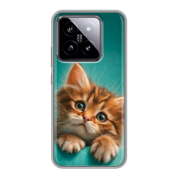 Силиконовый чехол на Xiaomi 14 с принтом котенок Силиконовый чехол на Xiaomi 14 с принтом котенок