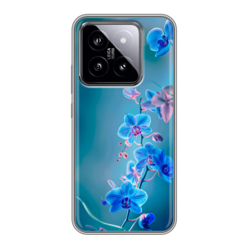Силиконовый чехол на Xiaomi 14 с принтом Голубые цветы Силиконовый чехол на Xiaomi 14 с принтом Голубые цветы