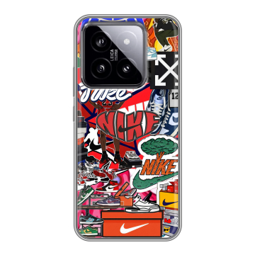 Силиконовый чехол на Xiaomi 14 с принтом Найк Nike яркий Силиконовый чехол на Xiaomi 14 с принтом Найк Nike яркий