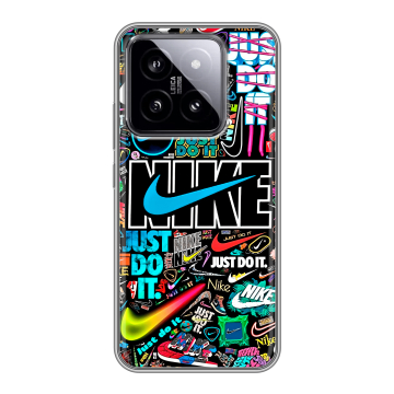 Силиконовый чехол на Xiaomi 14 с принтом найк nike черный