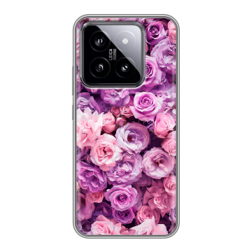 Силиконовый чехол на Xiaomi 14 с принтом лавандовые розы Силиконовый чехол на Xiaomi 14 с принтом лавандовые розы