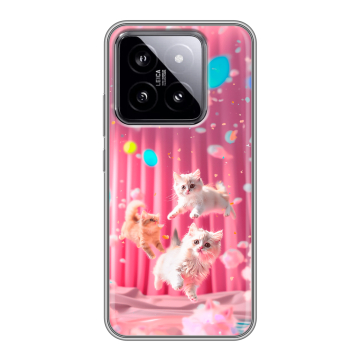 Силиконовый чехол на Xiaomi 14 с принтом милые котики Силиконовый чехол на Xiaomi 14 с принтом милые котики