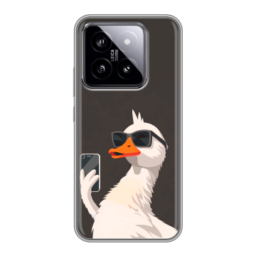 Силиконовый чехол на Xiaomi 14 с принтом утка в очках Силиконовый чехол на Xiaomi 14 с принтом утка в очках