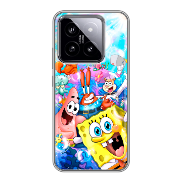 Силиконовый чехол на Xiaomi 14 с принтом спанчбоб спанч боб Силиконовый чехол на Xiaomi 14 с принтом спанчбоб спанч боб