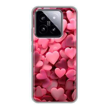 Силиконовый чехол на Xiaomi 14 с принтом розовые сердечки Силиконовый чехол на Xiaomi 14 с принтом розовые сердечки