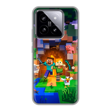 Силиконовый чехол на Xiaomi 14 с принтом Майнкрафт Minecraft