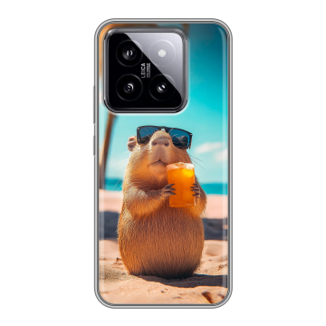 Силиконовый чехол на Xiaomi 14 с принтом Капибара