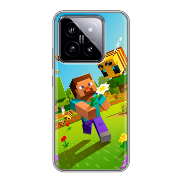 Силиконовый чехол на Xiaomi 14 с принтом Майнкрафт Minecraft