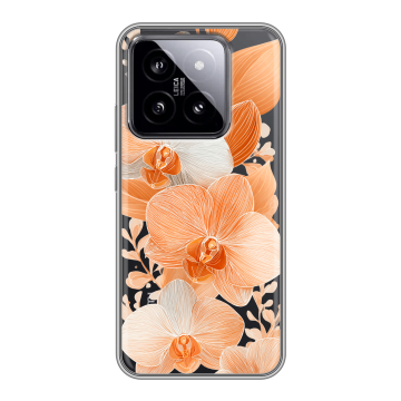Силиконовый чехол на Xiaomi 14 с принтом Бежевые цветы Силиконовый чехол на Xiaomi 14 с принтом Бежевые цветы