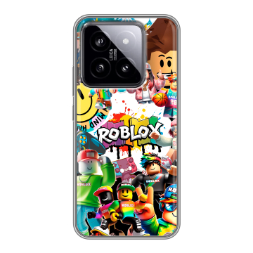 Силиконовый чехол на Xiaomi 14 с принтом Roblox Роблокс