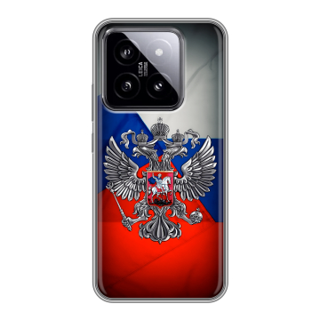 Силиконовый чехол на Xiaomi 14 с принтом Флаг России Силиконовый чехол на Xiaomi 14 с принтом Флаг России