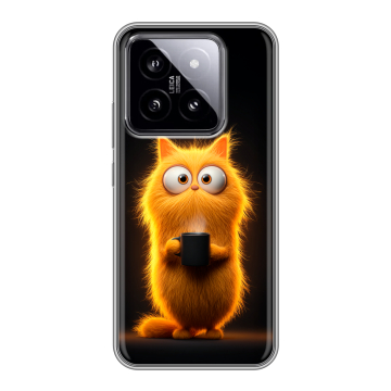 Силиконовый чехол на Xiaomi 14 с принтом Смешной кот Силиконовый чехол на Xiaomi 14 с принтом Смешной кот