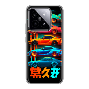 Силиконовый чехол на Xiaomi 14 с принтом машины тачки