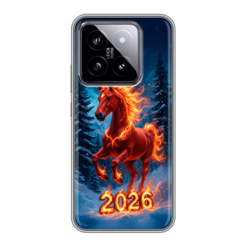Силиконовый чехол на Xiaomi 14 с принтом Новый год коня Силиконовый чехол на Xiaomi 14 с принтом Новый год коня