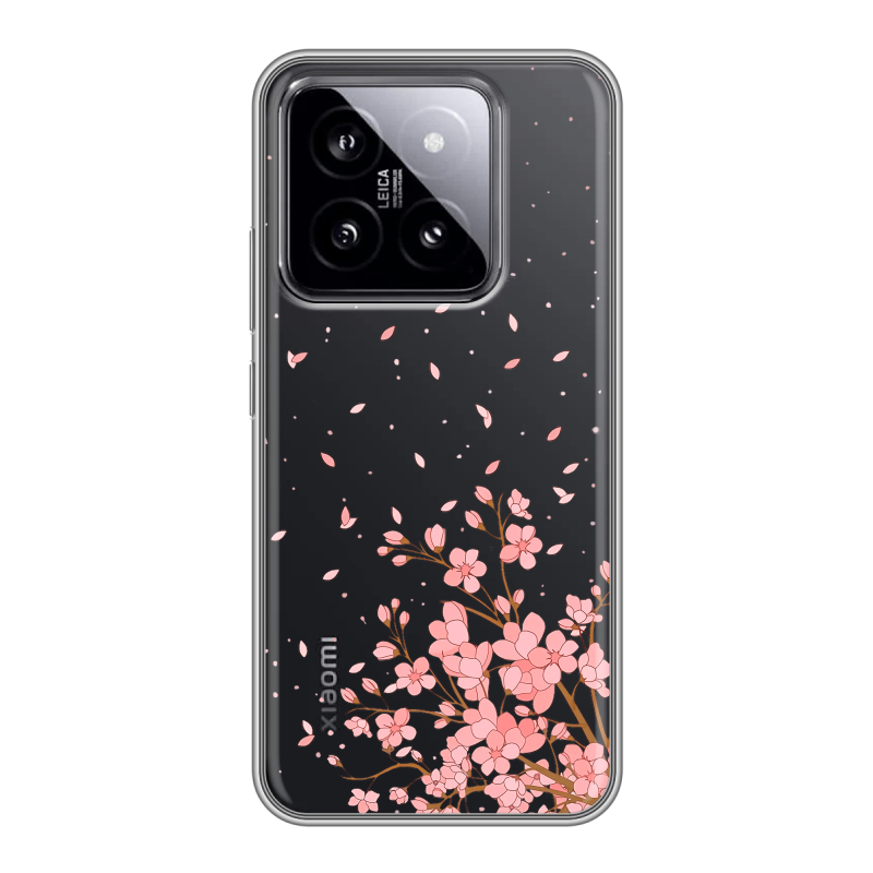 Силиконовый чехол на Xiaomi 14 с принтом Ветка сакуры Силиконовый чехол на Xiaomi 14 с принтом Ветка сакуры